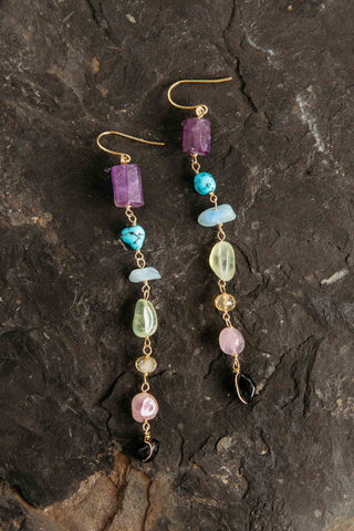 chakra gemstone dangle earrings