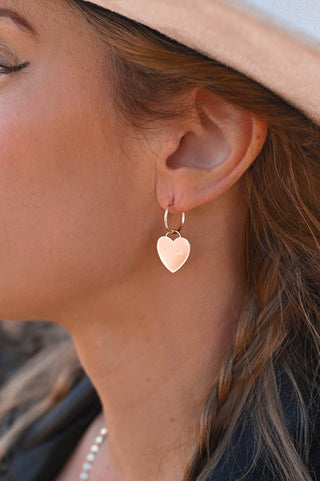 gold heart charm huggie earring