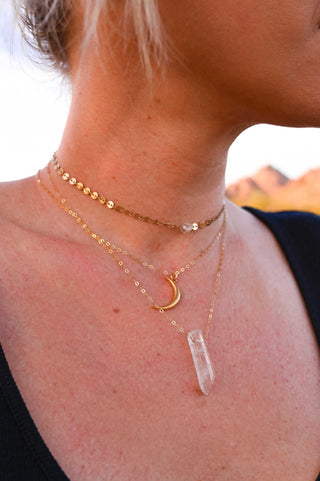 crystal gold necklace layering set