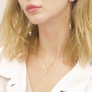 quartz pendant gold necklace