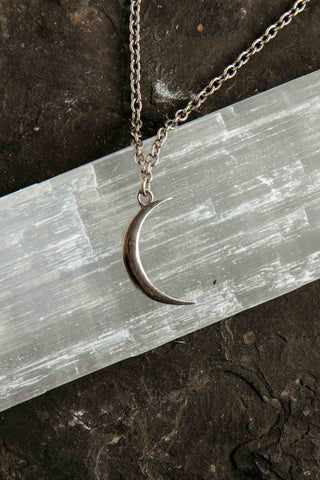 gunmetal crescent moon necklace 