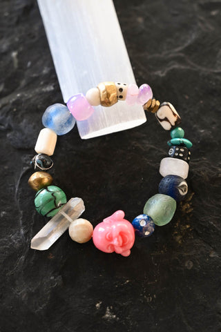 buddha pendant gemstone beaded bracelet