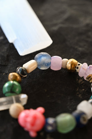 buddha pendant gemstone beaded bracelet