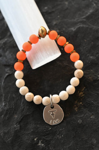 tan orange african trade beaded bracelet