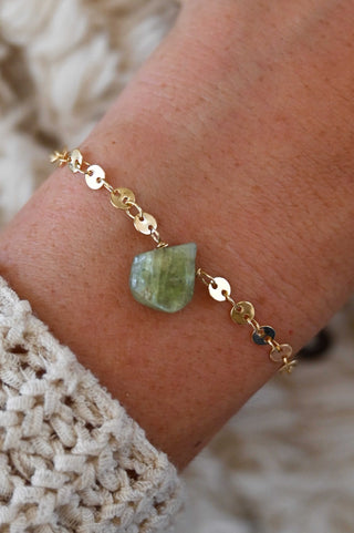 green kyanite gold chain bracelet