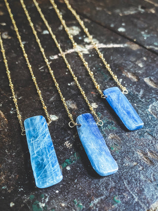 blue kyanite gold necklace