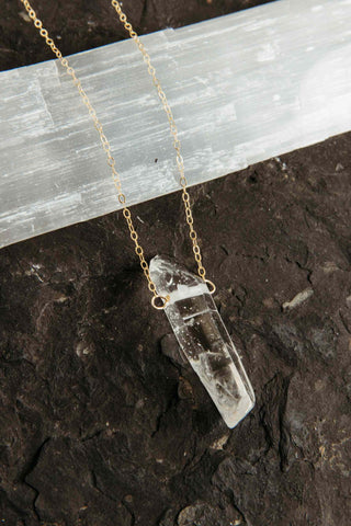 clear quartz crystal necklace