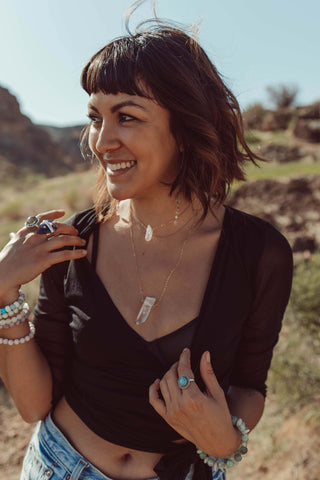clear quartz gold necklace 