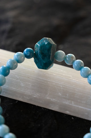 blue larimar beaded charm bracelet