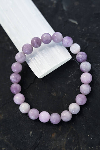 purple lepidolite gemstone bracelet