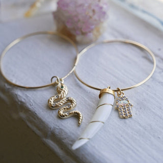 gold charm hoop earrings