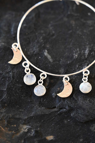 silver moons silver hoop earrings