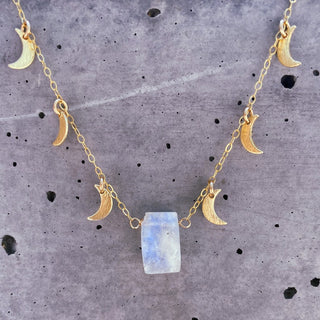 moonstone moon gold choker necklace