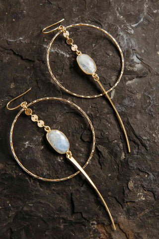 moonstone crystal gold hoop earrings