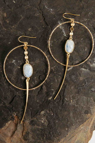 moonstone crystal gold hoop earrings