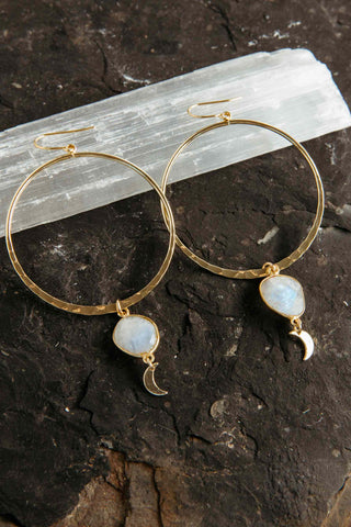 moonstone gold hoop earrings