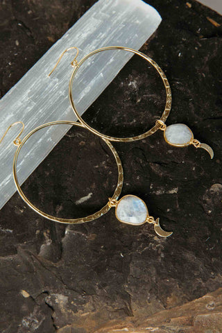 moonstone gold hoop earrings