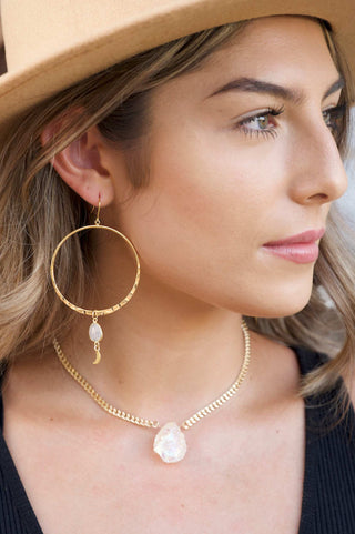 moonstone gold hoop earrings