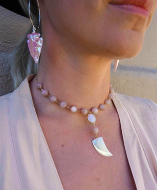 peach moonstone gemstone necklace