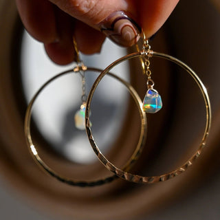 opal gemstone gold hoop earrings 