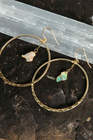 opal crystal gold hoop earrings