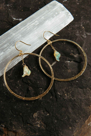 opal crystal gold hoop earrings