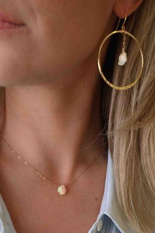 opal gold hoop necklace set 