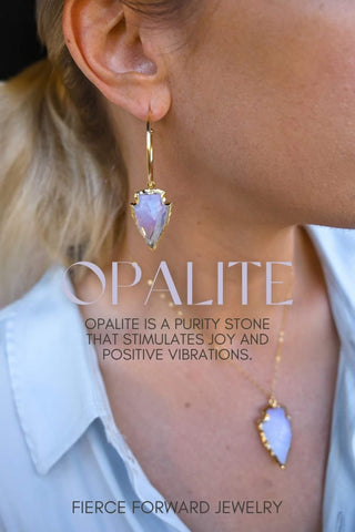 opalite arrowhead pendant gold necklace