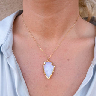 opalite arrowhead pendant gold necklace