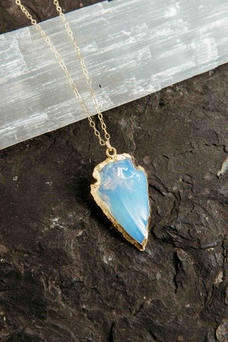 opalite arrowhead pendant gold necklace