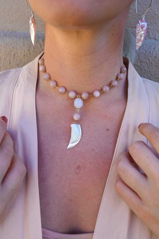 peach moonstone gemstone necklace