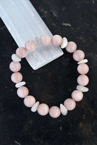 peach white moonstone gemstone bracelet
