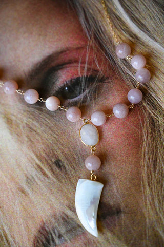 peach moonstone gemstone necklace