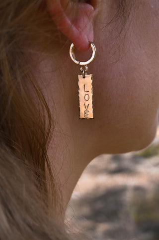 personalized gold charm huggie earrings