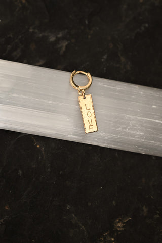 personalized gold charm huggie earrings