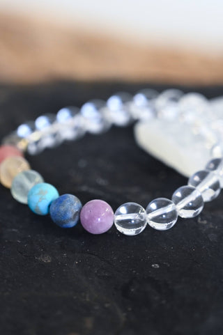 clear quartz chakra gemstone bracelet