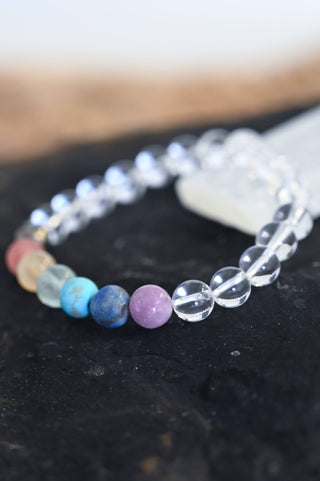 clear quartz chakra gemstone bracelet