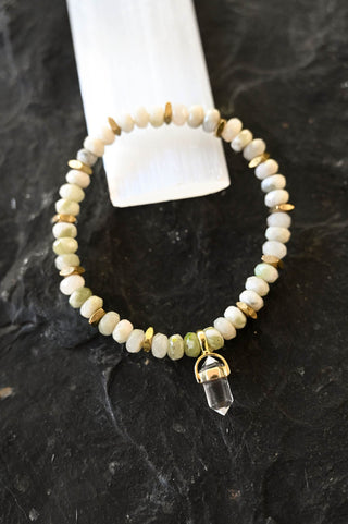 green jade gemstone beaded bracelet