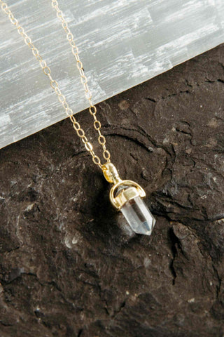 quartz pendant gold necklace