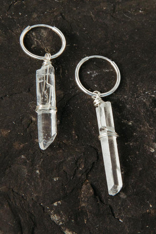 quartz crystal huggie earrings