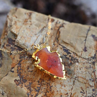 red carnelian arrowhead gold necklace