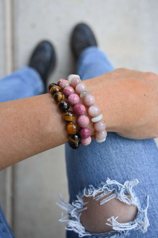 pink rhodonite gemstone bracelet