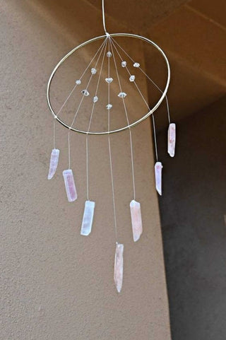 rose quartz herkimer diamond crystal suncatcher