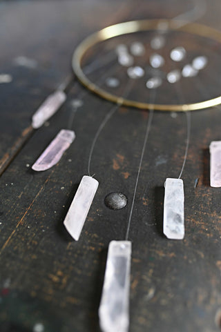 rose quartz herkimer diamond crystal suncatcher