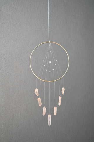 rose quartz herkimer diamond crystal suncatcher