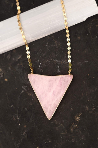 pink triangle pendant gold chain necklace