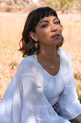 white selenite bar gold necklace