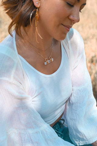 white selenite bar gold necklace