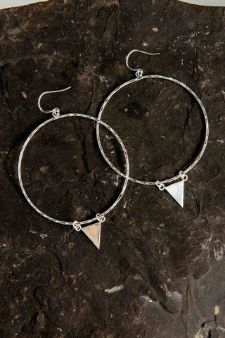 sterling silver triangle silver hoop earrings