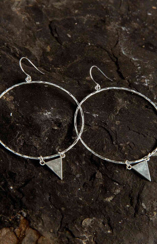 sterling silver triangle silver hoop earrings